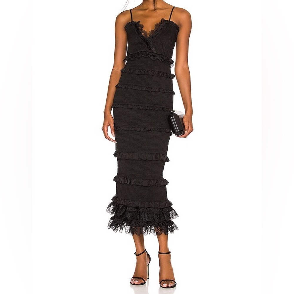 V. Chapman Black Lace Trim Dress